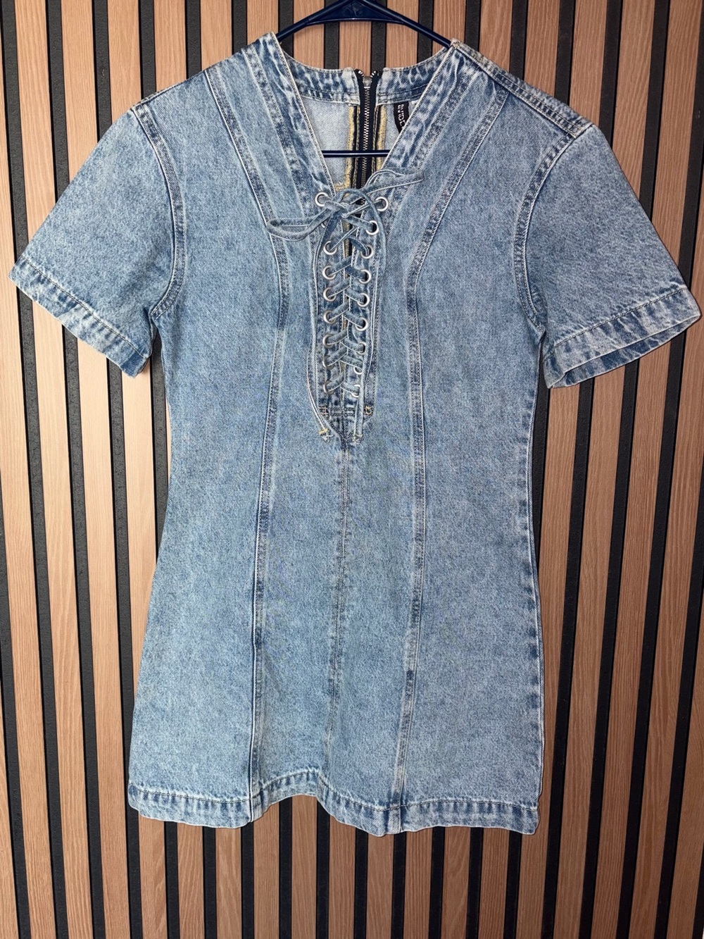 H&M Light Blue Denim Tunic with Zip Detail